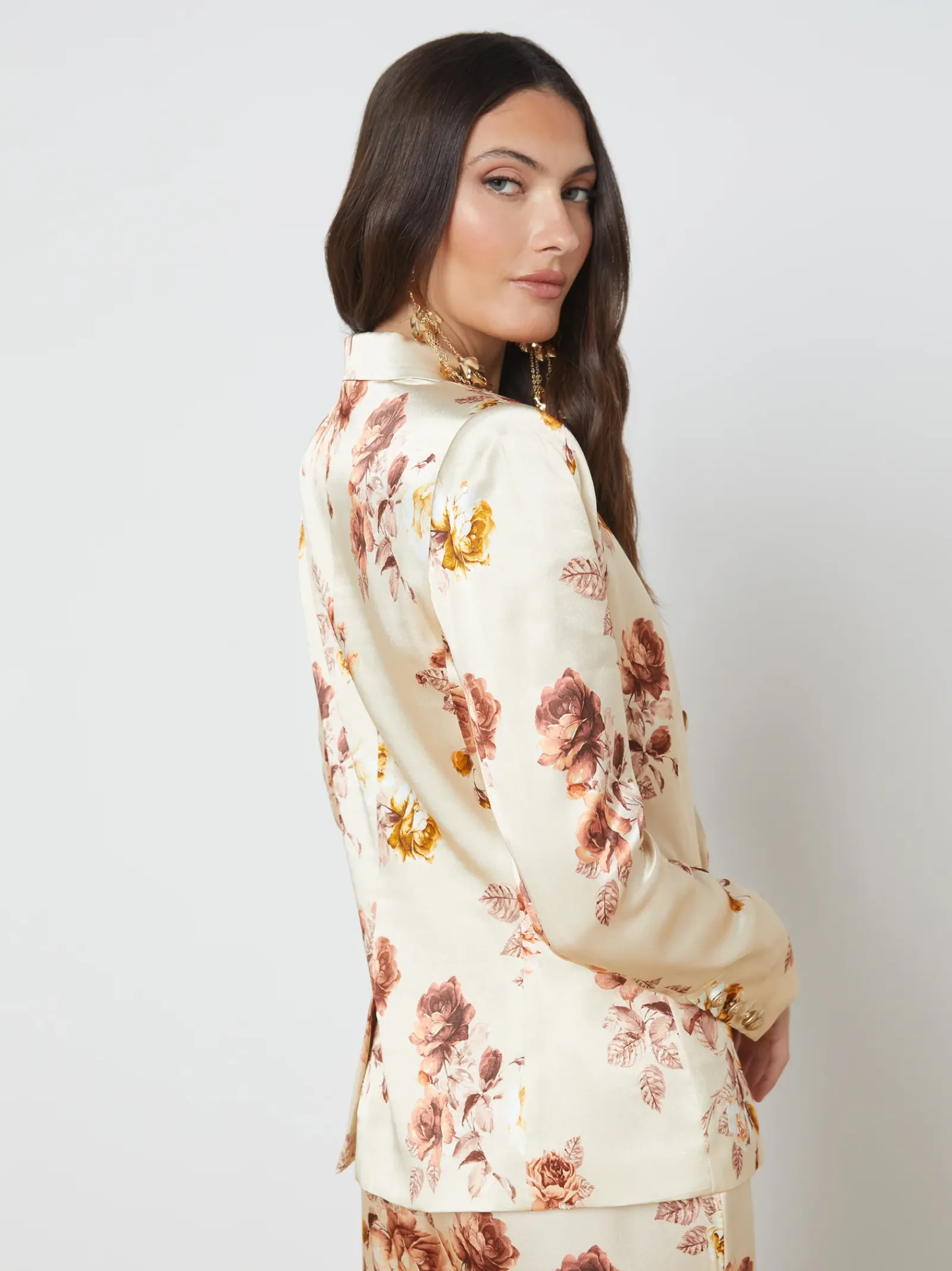 L'AGENCE Sets|Resort Collection|Colin Blazer Buff Multi Tonal Rose Floral