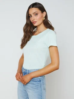 L'AGENCE Spring Collection|Tees|Cory Cotton Scoopneck Tee Honeydew