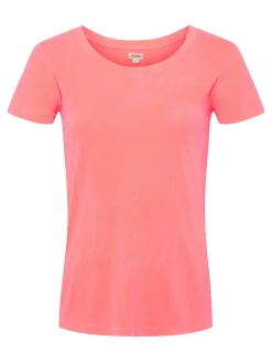L'AGENCE Spring Collection|Tees|Cory Cotton Scoopneck Tee Neon Coral