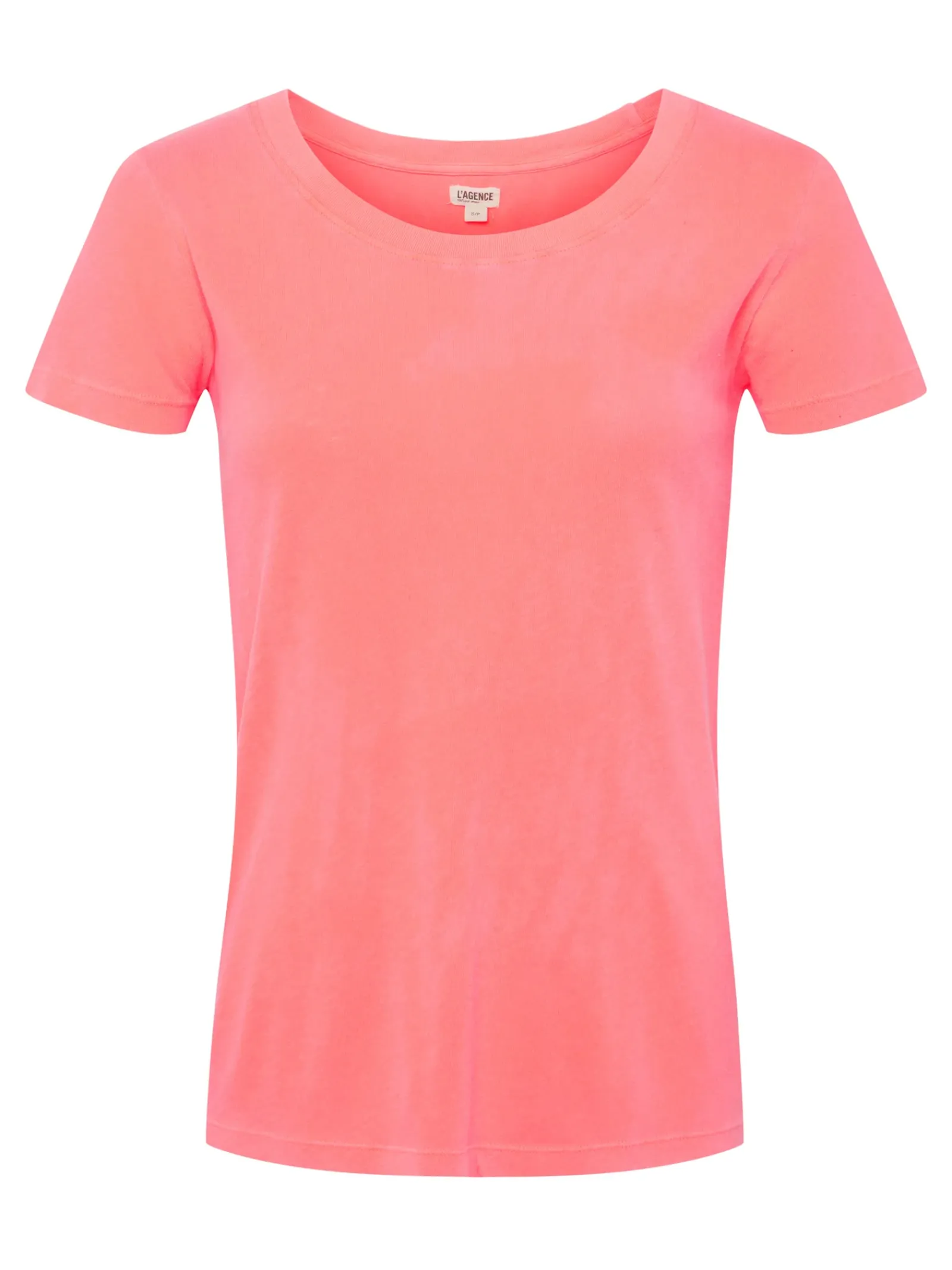 L'AGENCE Spring Collection|Tees|Cory Cotton Scoopneck Tee Neon Coral
