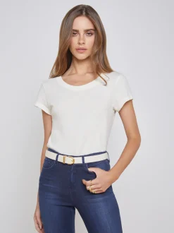 L'AGENCE Nouveau Whites|Spring '24 Catalog|Cory Cotton Scoopneck Tee Vintage White