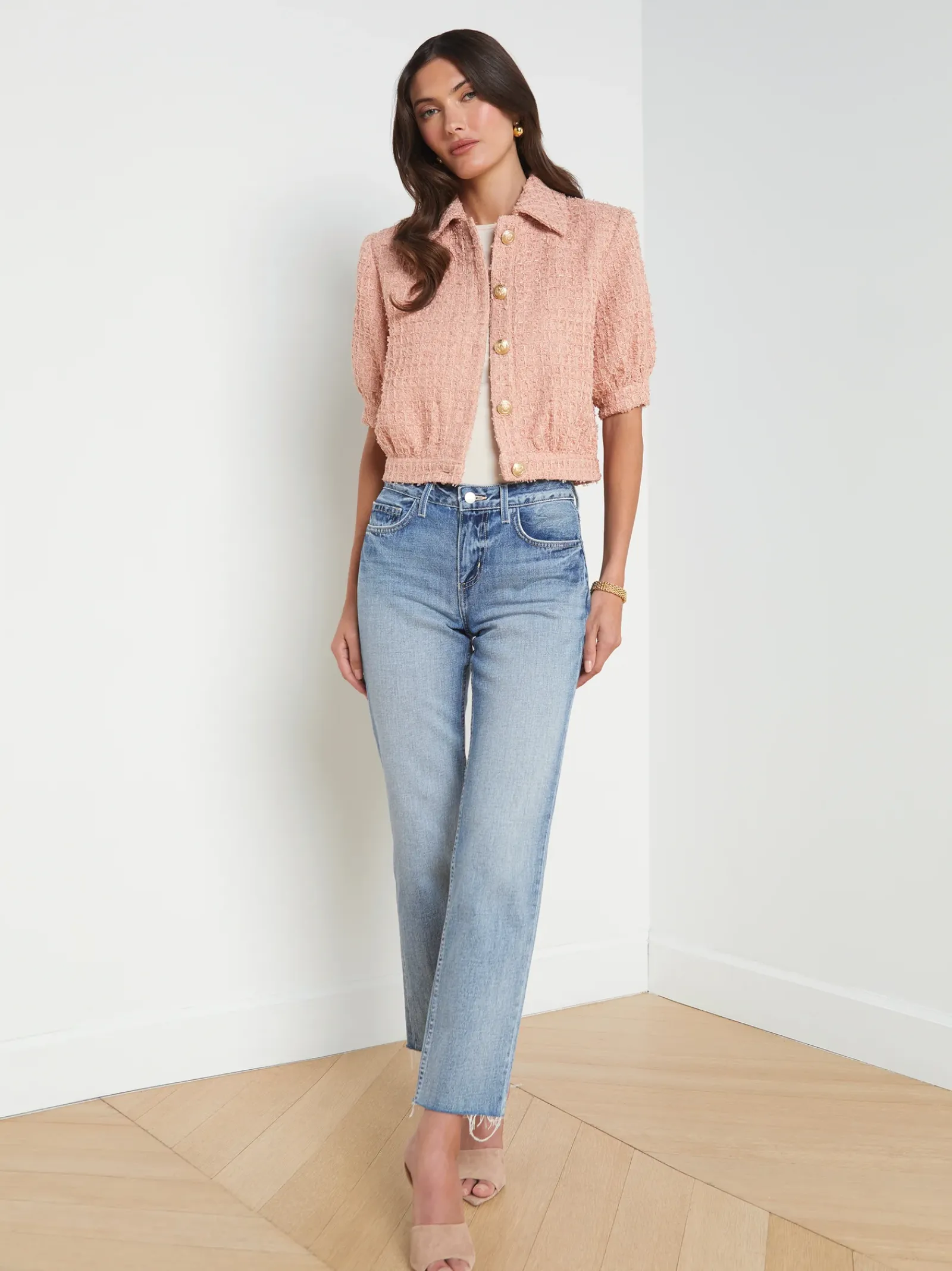 L'AGENCE Online Exclusives|Spring Collection|Cove Cropped Jacket Dusty Pink