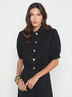 L'AGENCE All Things Black|Spring Collection|Cove Cropped Tweed Jacket Black
