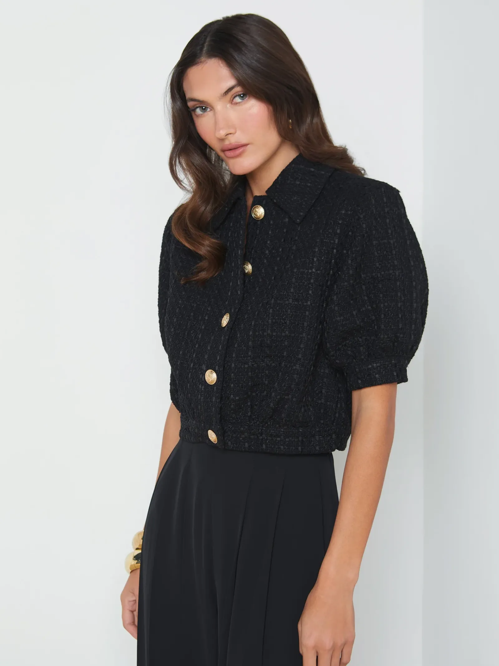 L'AGENCE All Things Black|Spring Collection|Cove Cropped Tweed Jacket Black