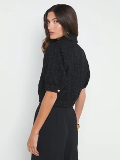 L'AGENCE All Things Black|Spring Collection|Cove Cropped Tweed Jacket Black