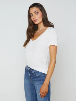 L'AGENCE Tees|Daijia V-Neck Tee White