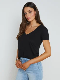 L'AGENCE All Things Black|Tees|Daijia V-Neck Tee Black