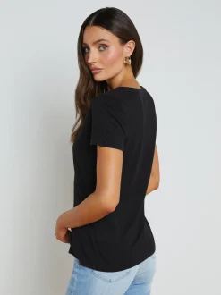 L'AGENCE All Things Black|Tees|Daijia V-Neck Tee Black