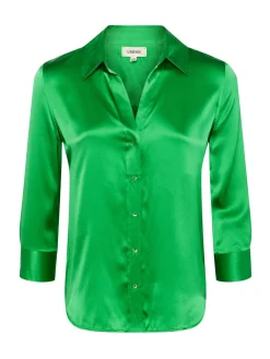 L'AGENCE Spring Collection|Silks|Dani Silk Blouse Fern