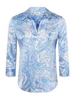 L'AGENCE Spring '24 Catalog|Print Edition|Dani Silk Blouse Ivory/Blue Decorated Paisley
