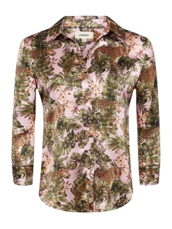 L'AGENCE Print Edition|Blouses & Tops|Dani Silk Blouse Light Pink Multi Palm Leopard