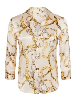 L'AGENCE Sets|Spring '24 Catalog|Dani Silk Blouse Ecru Multi Oversized Chain