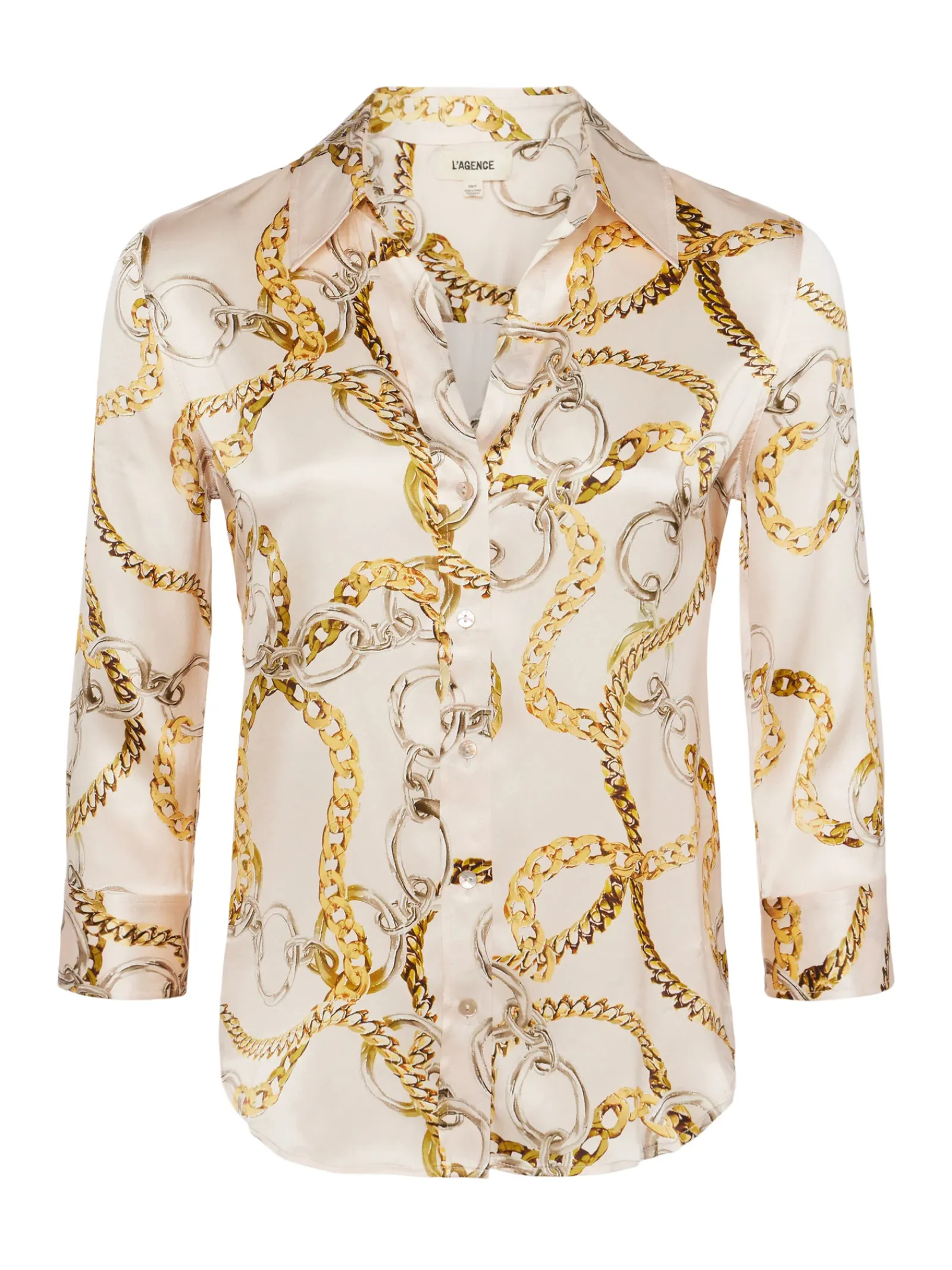 L'AGENCE Sets|Spring '24 Catalog|Dani Silk Blouse Ecru Multi Oversized Chain