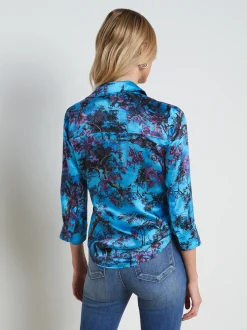 L'AGENCE Spring Collection|Print Edition|Dani Silk Blouse Blue Multi Jungle Toile