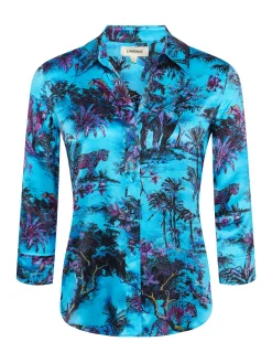 L'AGENCE Spring Collection|Print Edition|Dani Silk Blouse Blue Multi Jungle Toile