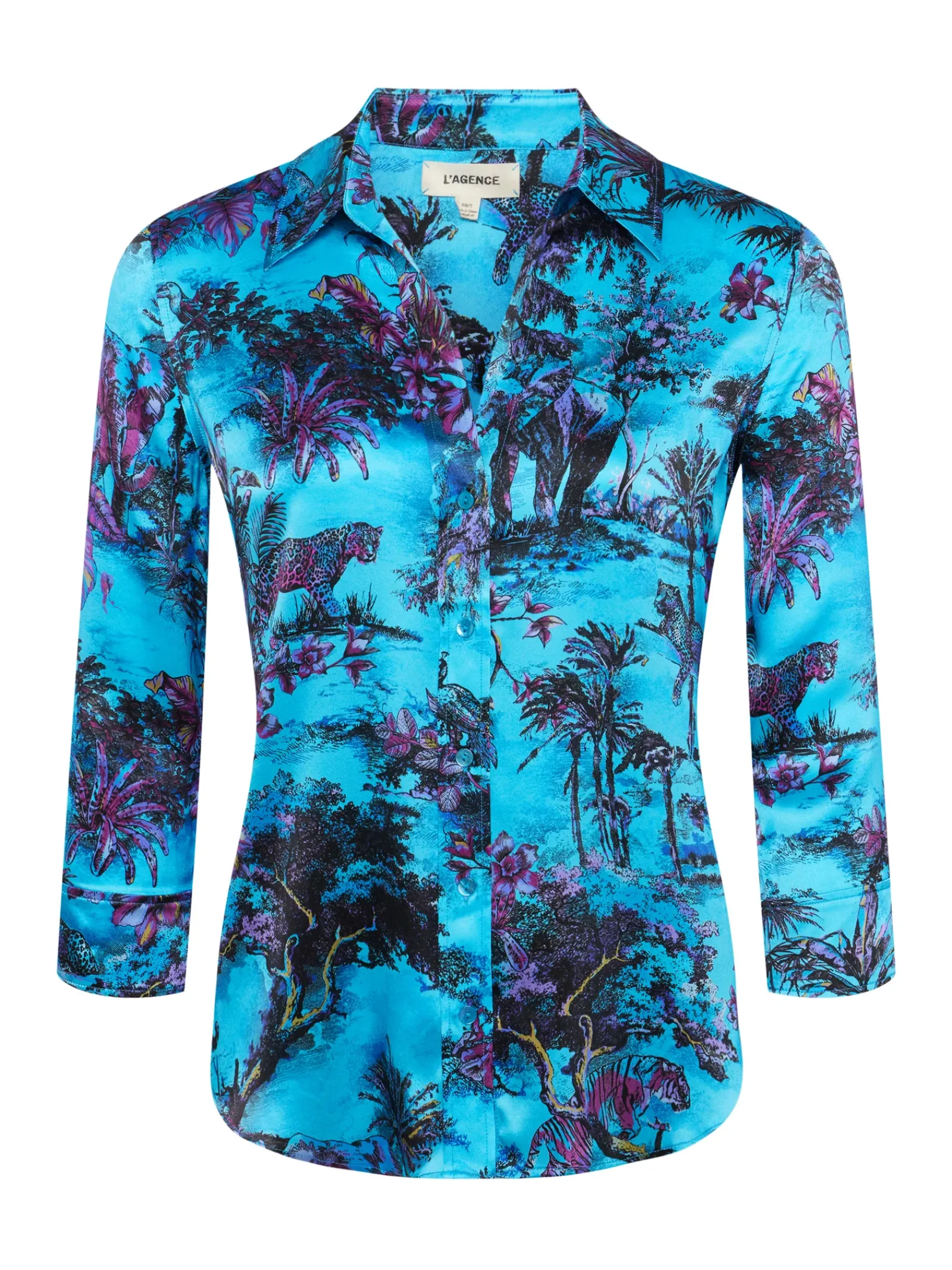 L'AGENCE Spring Collection|Print Edition|Dani Silk Blouse Blue Multi Jungle Toile