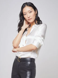 L'AGENCE Nouveau Whites|Back in Stock|Dani Silk Blouse Ivory