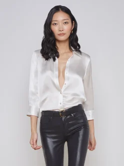 L'AGENCE Nouveau Whites|Back in Stock|Dani Silk Blouse Ivory