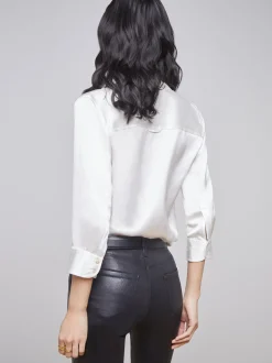 L'AGENCE Nouveau Whites|Back in Stock|Dani Silk Blouse Ivory