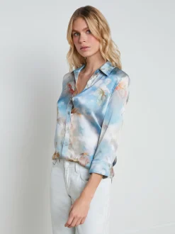 L'AGENCE Print Edition|Spring Collection|Dani Silk Blouse Light Blue Multi Renaissance