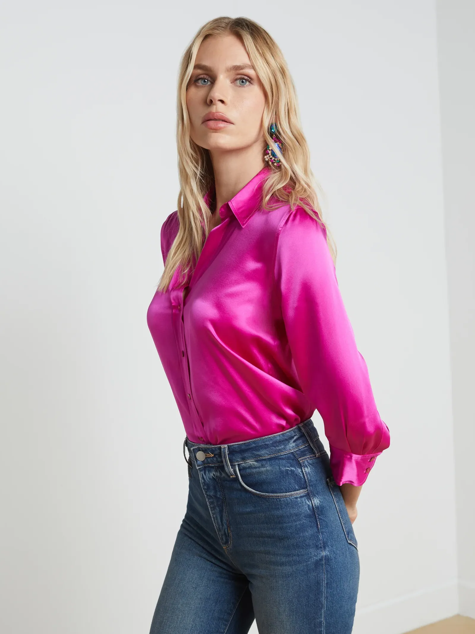 L'AGENCE Silks|Blouses & Tops|Dani Silk Blouse Star Ruby