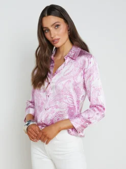 L'AGENCE Spring Collection|Print Edition|Dani Silk Blouse Lilac Snow/Decorated Paisley