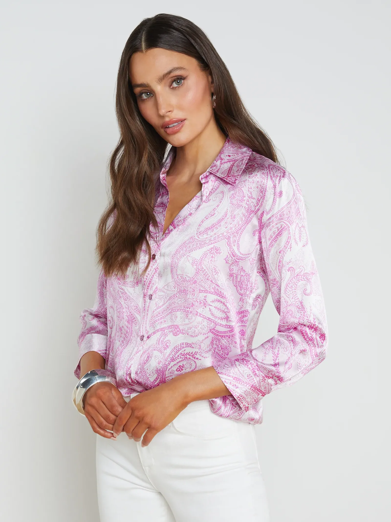 L'AGENCE Spring Collection|Print Edition|Dani Silk Blouse Lilac Snow/Decorated Paisley