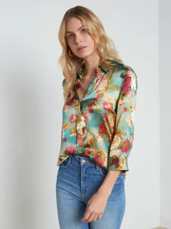 L'AGENCE Spring Collection|Print Edition|Dani Silk Blouse Small Multi Rococo