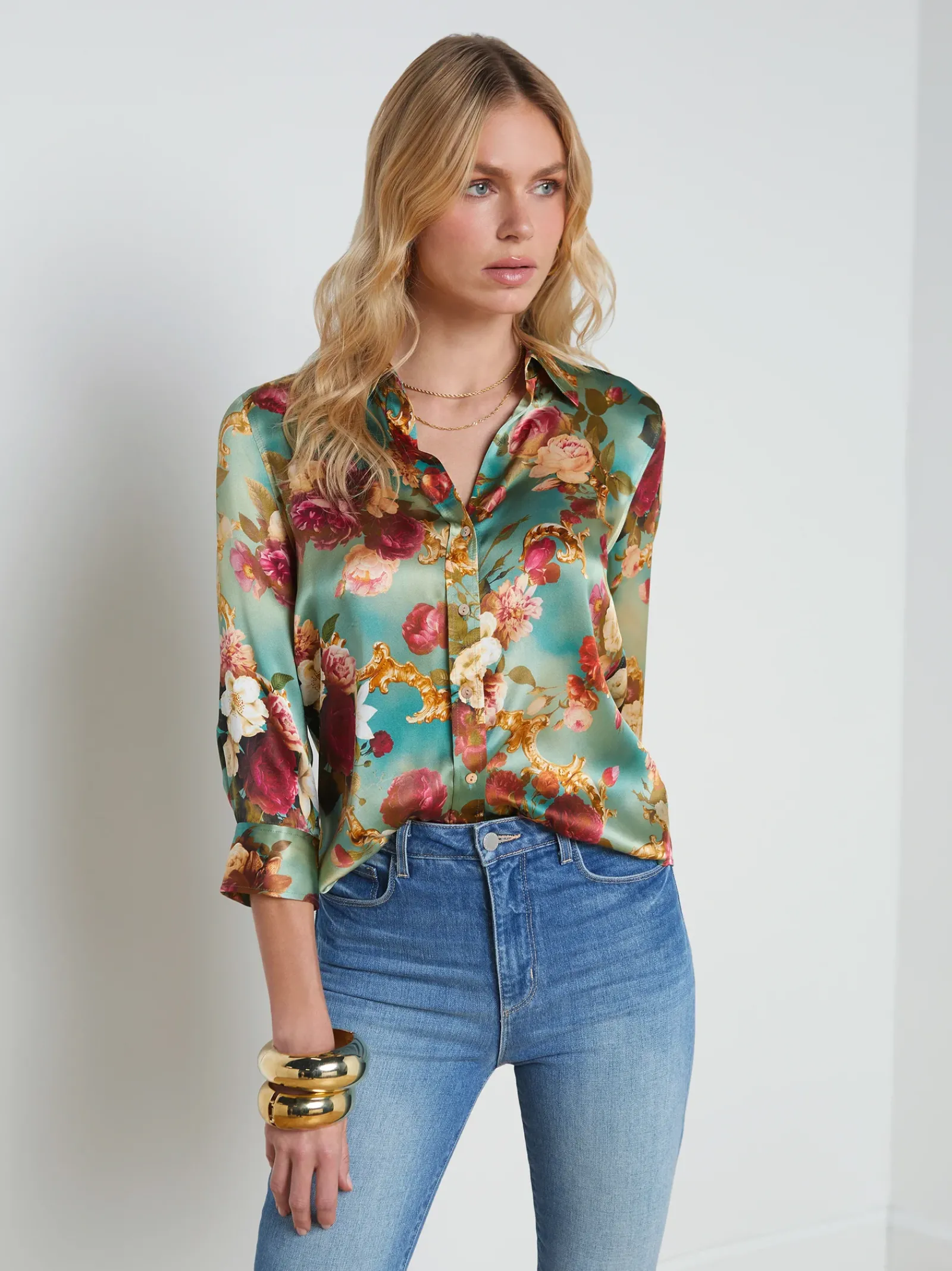 L'AGENCE Spring Collection|Print Edition|Dani Silk Blouse Small Multi Rococo