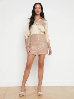 L'AGENCE Spring '24 Catalog|Spring Collection|Dani Silk Blouse Toasted Almond