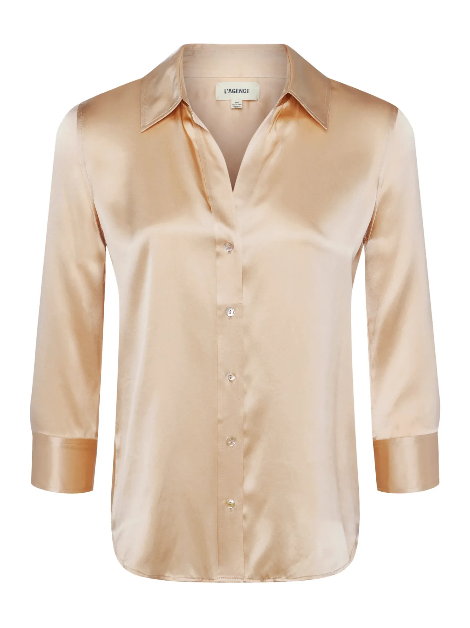 L'AGENCE Spring '24 Catalog|Spring Collection|Dani Silk Blouse Toasted Almond