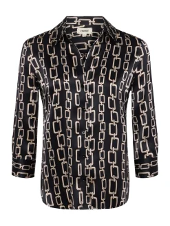 L'AGENCE Print Edition|Spring Collection|Dani Silk Blouse Black Multi Geo Chain
