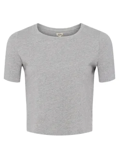 L'AGENCE Spring Collection|Tees|Donna Cotton Cropped Tee Heather Grey