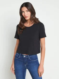 L'AGENCE All Things Black|Spring Collection|Donna Cotton Cropped Tee Black