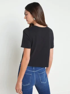 L'AGENCE All Things Black|Spring Collection|Donna Cotton Cropped Tee Black