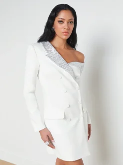 L'AGENCE Spring Collection|Dresses & Jumpsuits|Dorothea Asymmetrical Blazer Dress White