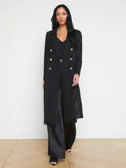 L'AGENCE All Things Black|Spring Collection|Dottie Lace Trench Coat Black