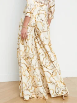 L'AGENCE Sets|Spring '24 Catalog|Dree Palazzo Trouser Ecru Multi Oversized Chain