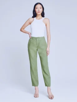 L'AGENCE Straight|Linen|Eboni Linen Pant Soft Army