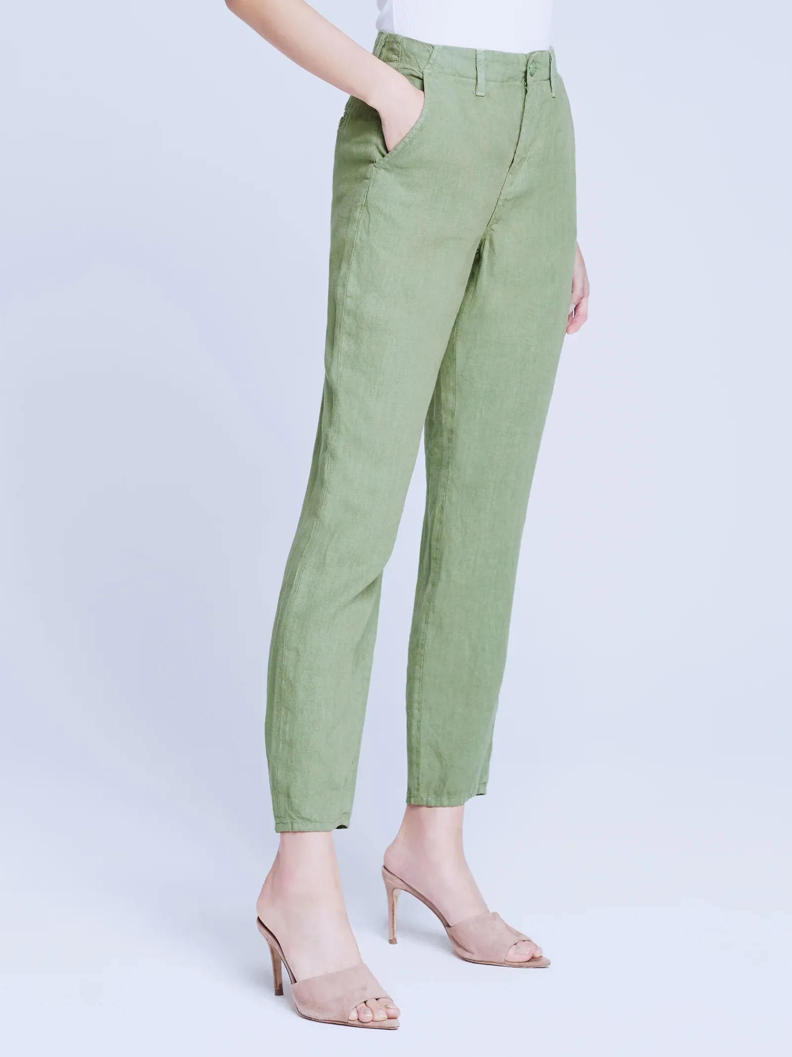 L'AGENCE Straight|Linen|Eboni Linen Pant Soft Army