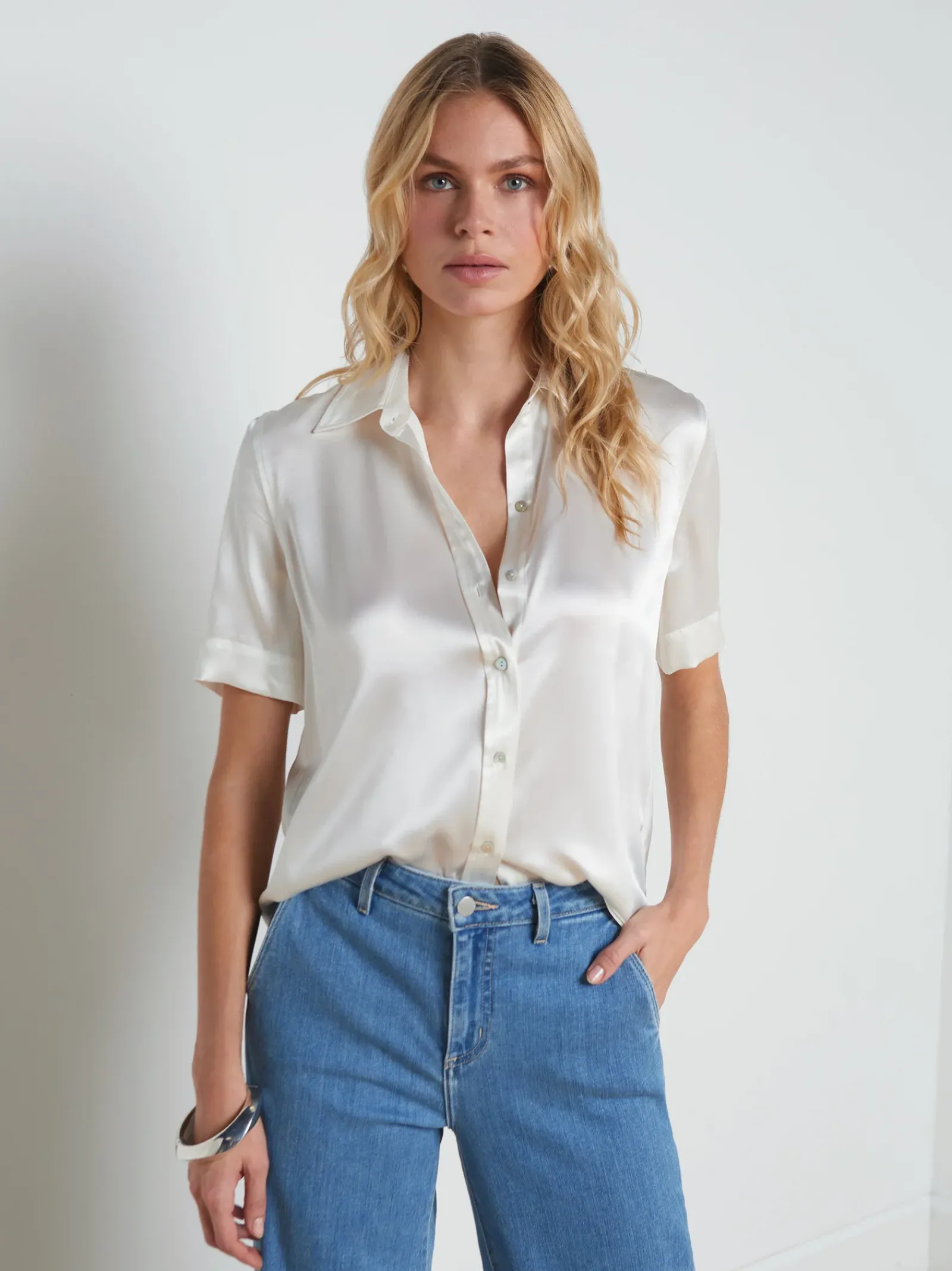 L'AGENCE Back in Stock|Spring Collection|Ellah Silk Blouse Ivory