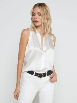 L'AGENCE Nouveau Whites|Back in Stock|Emmy Sleeveless Silk Blouse Ivory