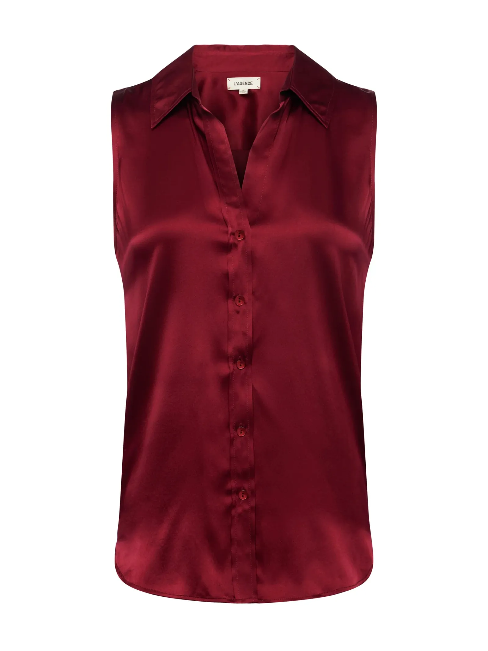 L'AGENCE Online Exclusives|Silks|Emmy Sleeveless Silk Blouse Dark Bordeaux