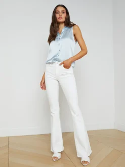 L'AGENCE Online Exclusives|Spring '24 Catalog|Emmy Sleeveless Silk Blouse Ice Water