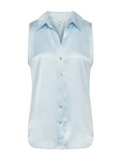 L'AGENCE Online Exclusives|Spring '24 Catalog|Emmy Sleeveless Silk Blouse Ice Water