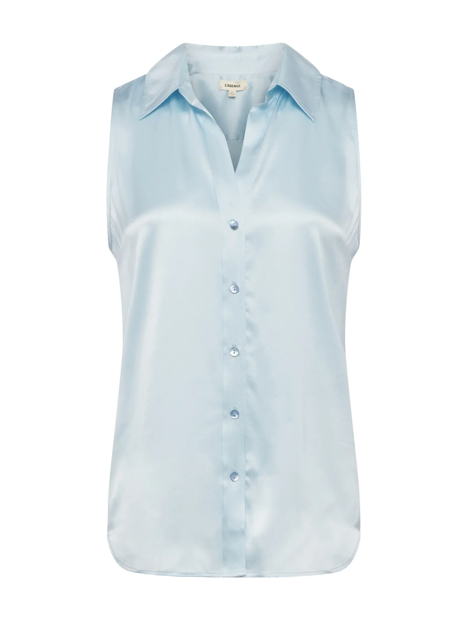 L'AGENCE Online Exclusives|Spring '24 Catalog|Emmy Sleeveless Silk Blouse Ice Water