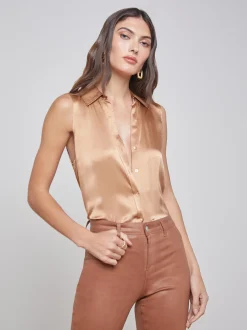 L'AGENCE Silks|Blouses & Tops|Emmy Sleeveless Silk Blouse Macaroon