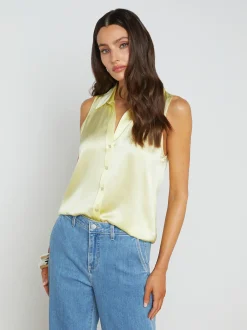 L'AGENCE Spring Collection|Silks|Emmy Sleeveless Silk Blouse Yellow Sorbet