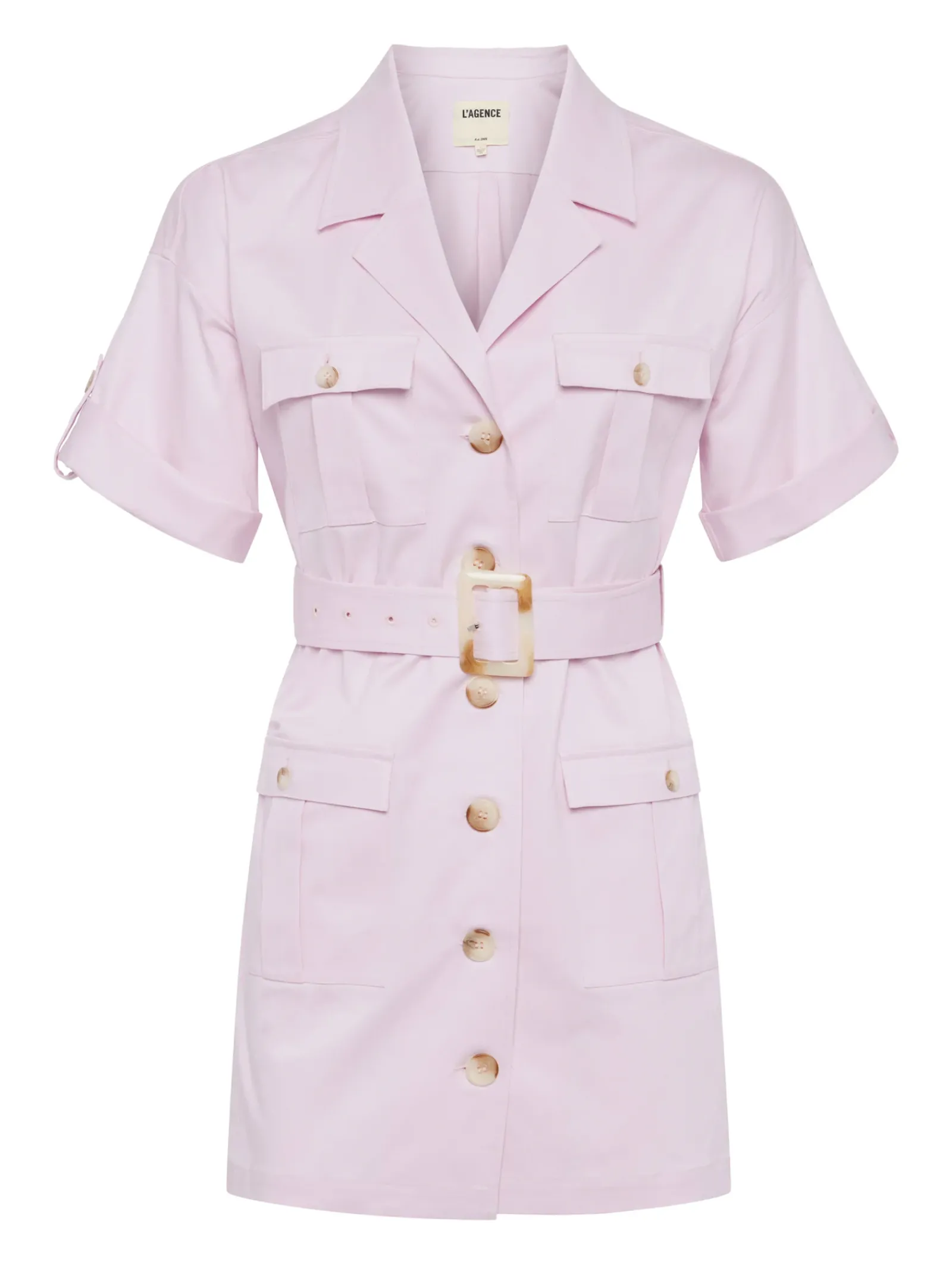 L'AGENCE Spring '24 Catalog|Spring Collection|Everest Safari Shirtdress Lilac Snow
