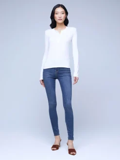 L'AGENCE Nouveau Whites|Tees|Faith Long Sleeve Tee White